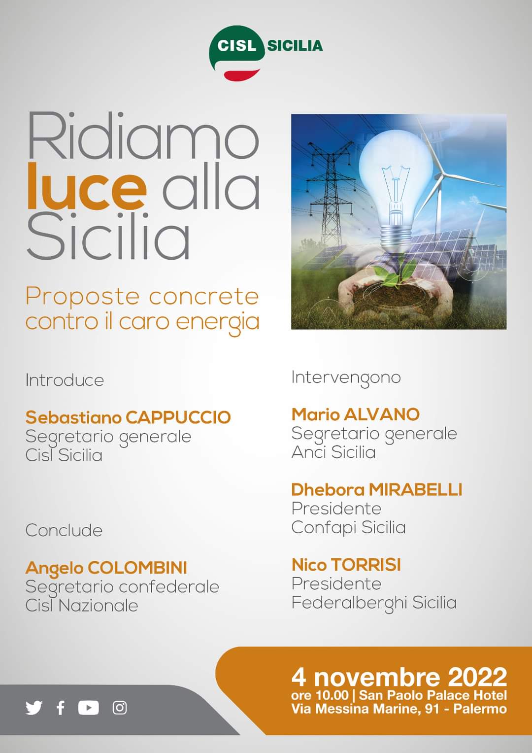 Al momento stai visualizzando “Ridiamo luce alla Sicilia”, piattaforma di proposte contro il caro bollette per famiglie e imprese