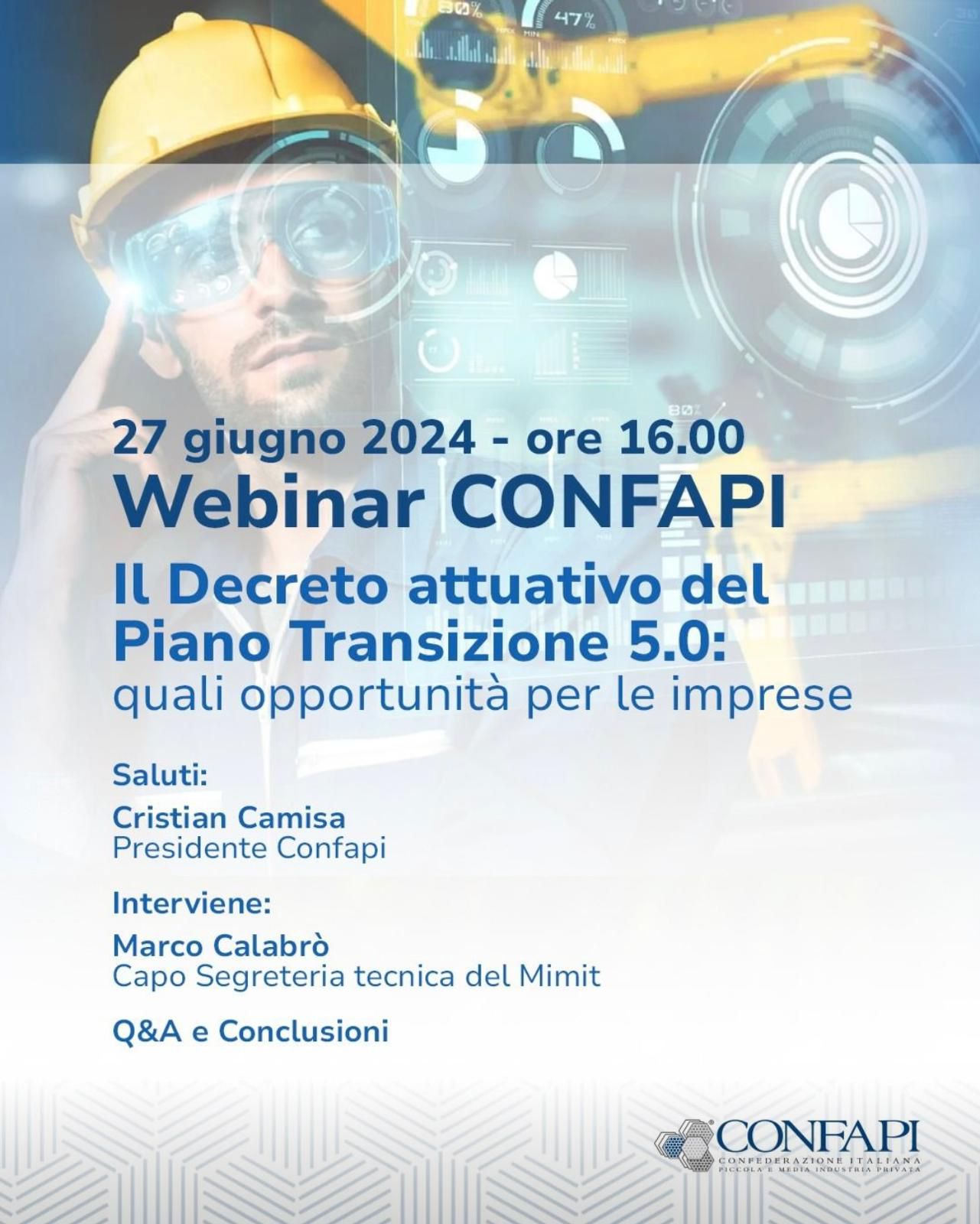 Al momento stai visualizzando Webinar Confapi: “Il Decreto attuativo del Piano Transizione 5.0: quali opportunità per le imprese”