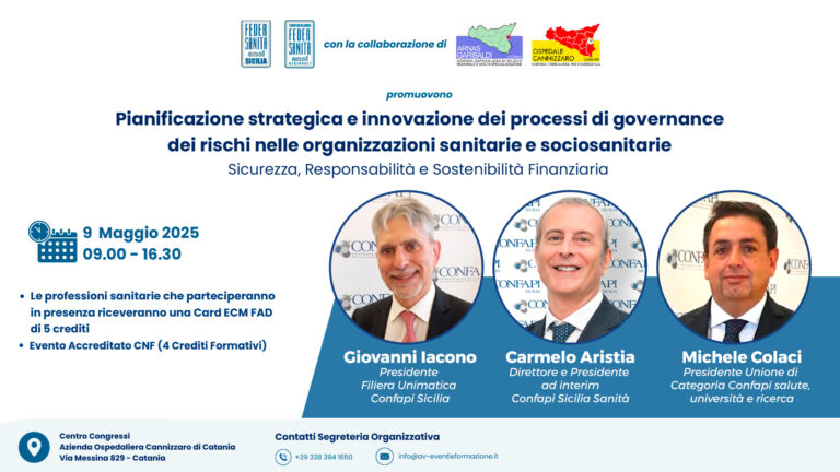 Scopri di più sull'articolo Pianificazione strategica e innovazione dei processi di governance dei rischi nelle organizzazioni sanitarie e sociosanitarie: il 9 maggio interviene Confapi Sanità all’evento sulla governance dei rischi sanitari