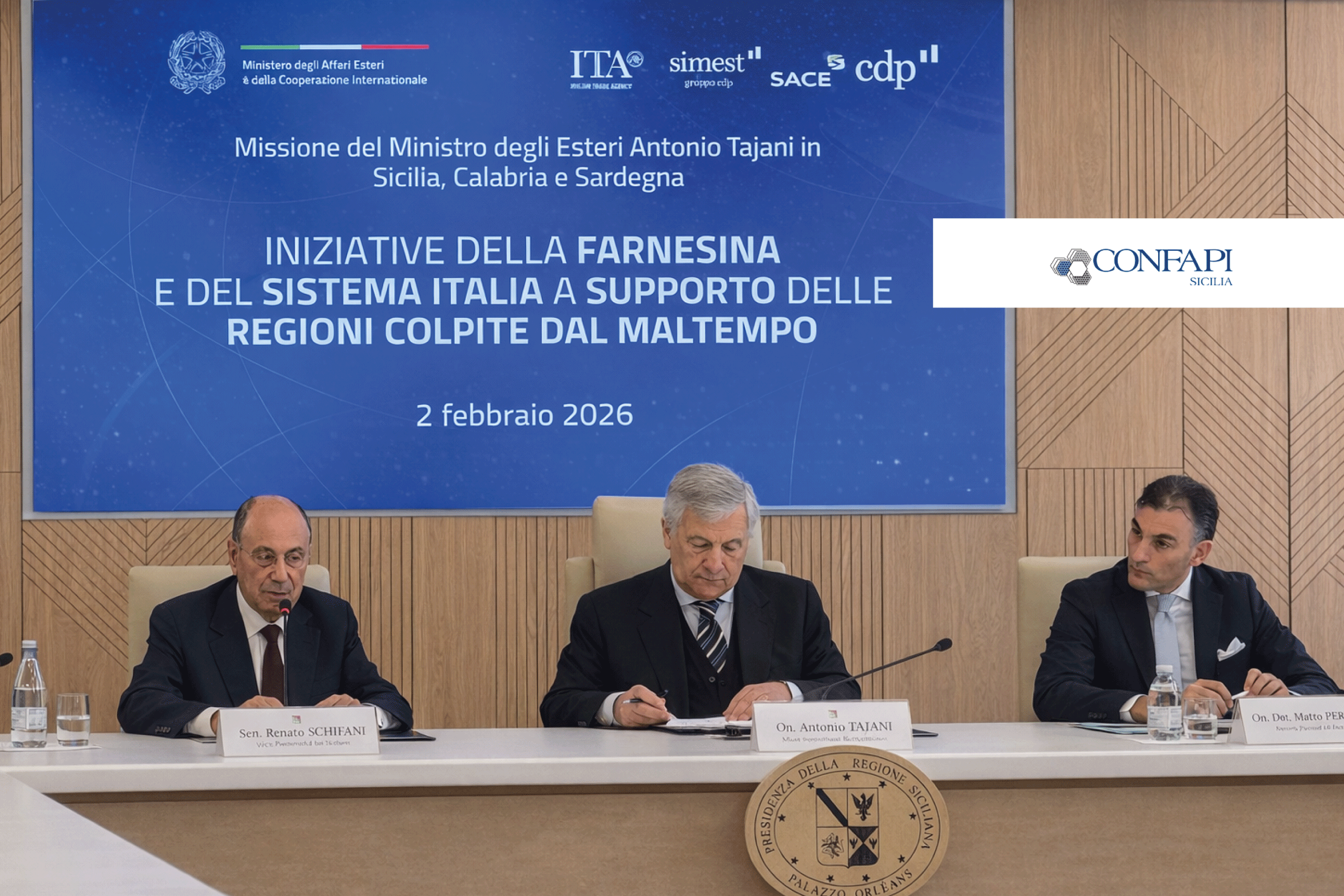 Al momento stai visualizzando Confapi Sicilia presente all’incontro tra Schifani e Tajani a Palazzo d’Orleans, con le associazioni datoriali