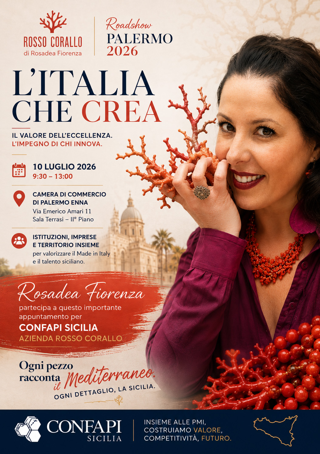 Al momento stai visualizzando Confapi Sicilia protagonista al Roadshow “L’Italia che Crea”: Rosadea Fiorenza rappresenterà l’eccellenza del Made in Sicily