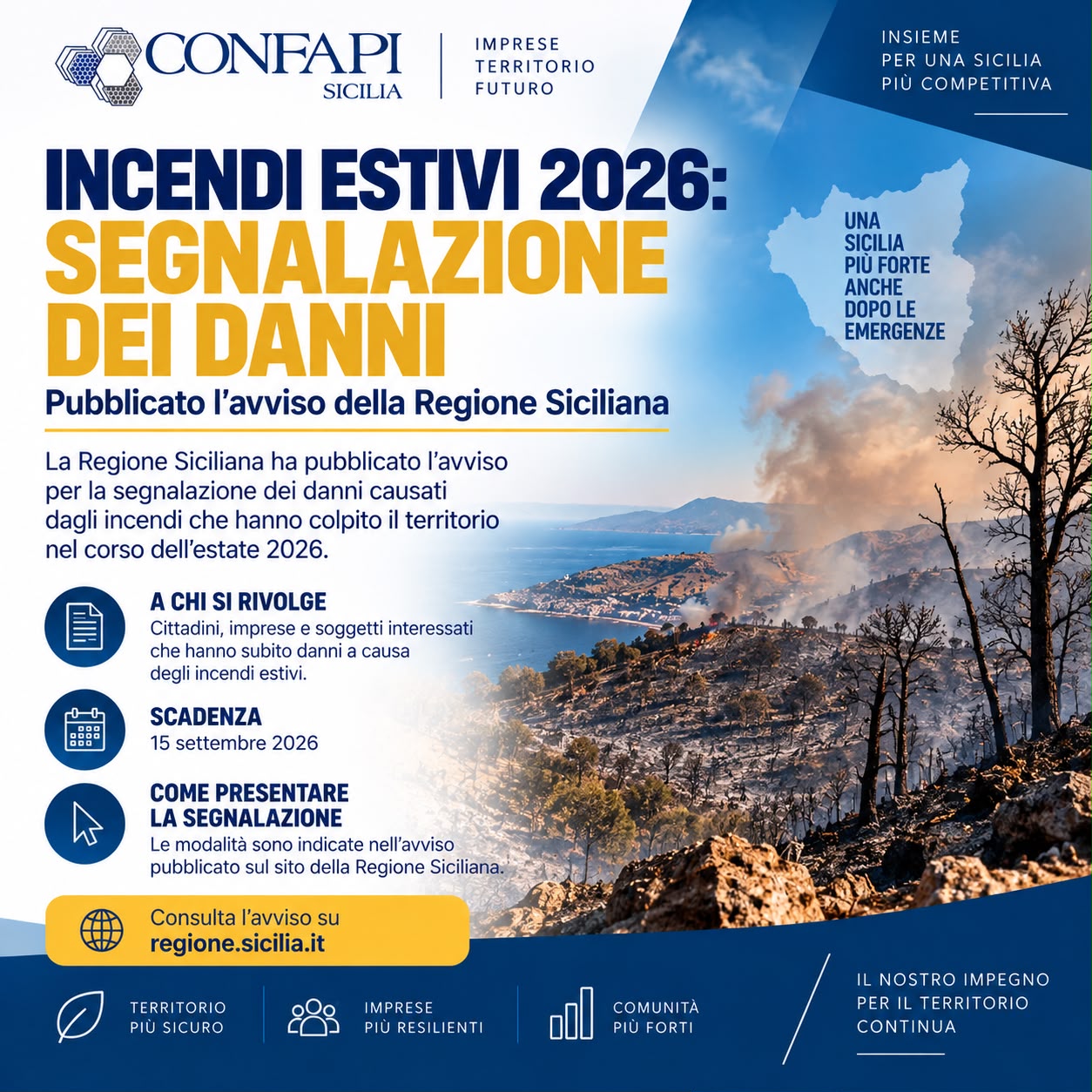 Al momento stai visualizzando Incendi estivi 2026, aperte le segnalazioni dei danni per le imprese agricole siciliane