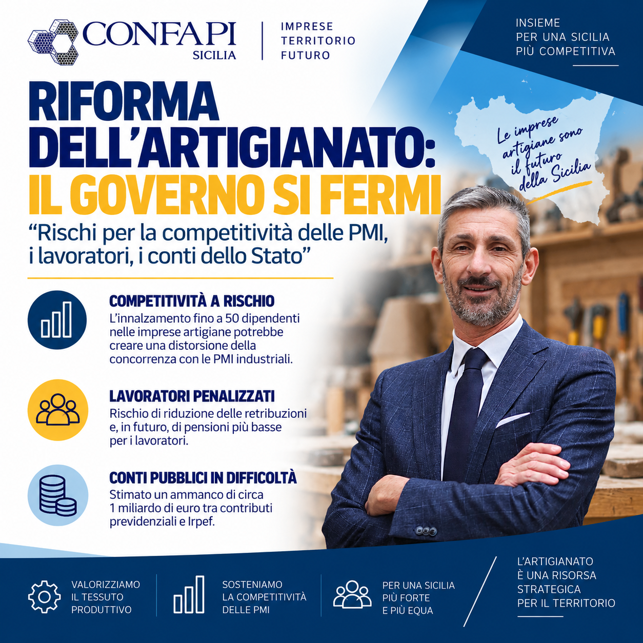 Al momento stai visualizzando Riforma dell’artigianato, Confapi: «Il Governo si fermi»