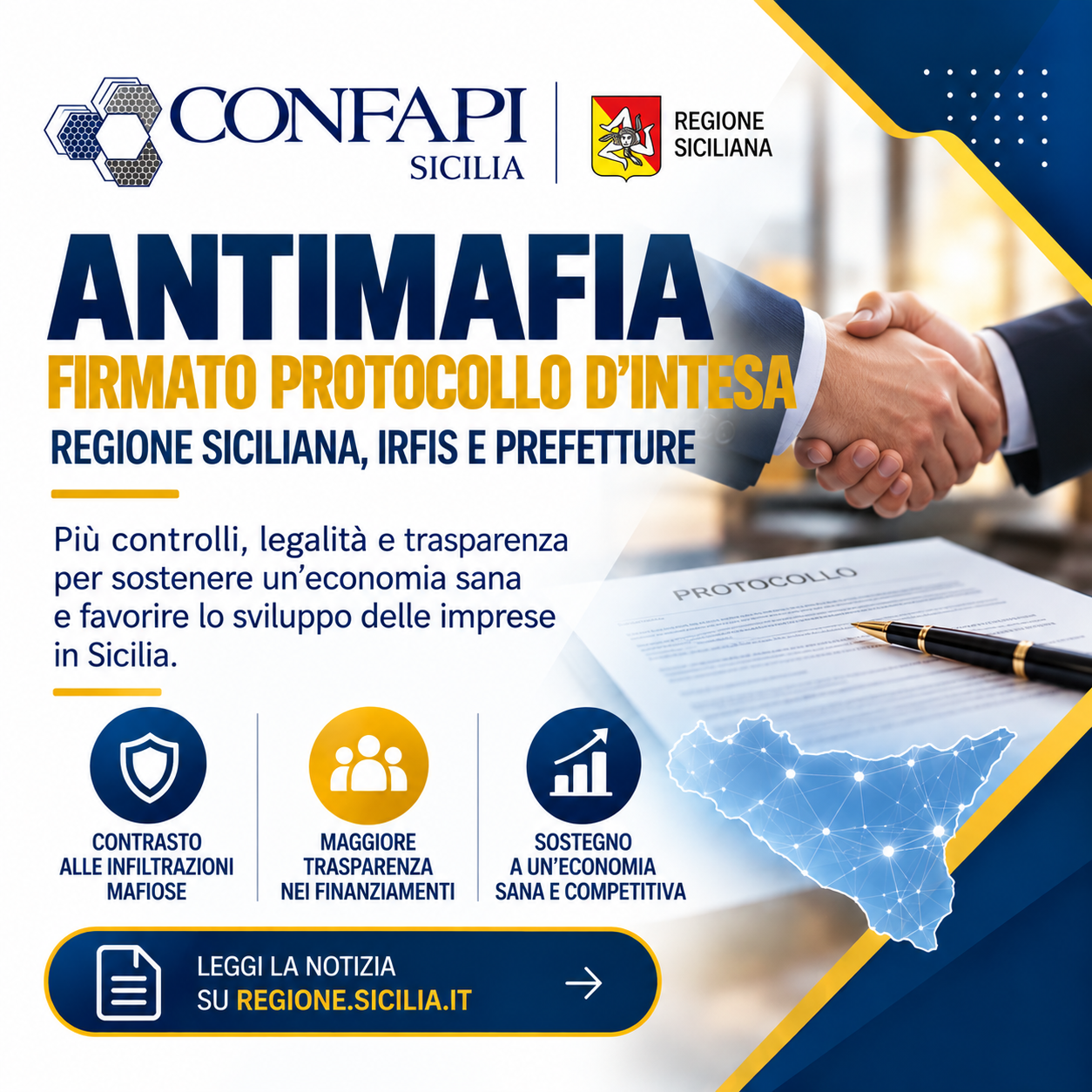 Al momento stai visualizzando Antimafia, firmato il protocollo d’intesa tra Regione Siciliana, IRFIS e Prefetture