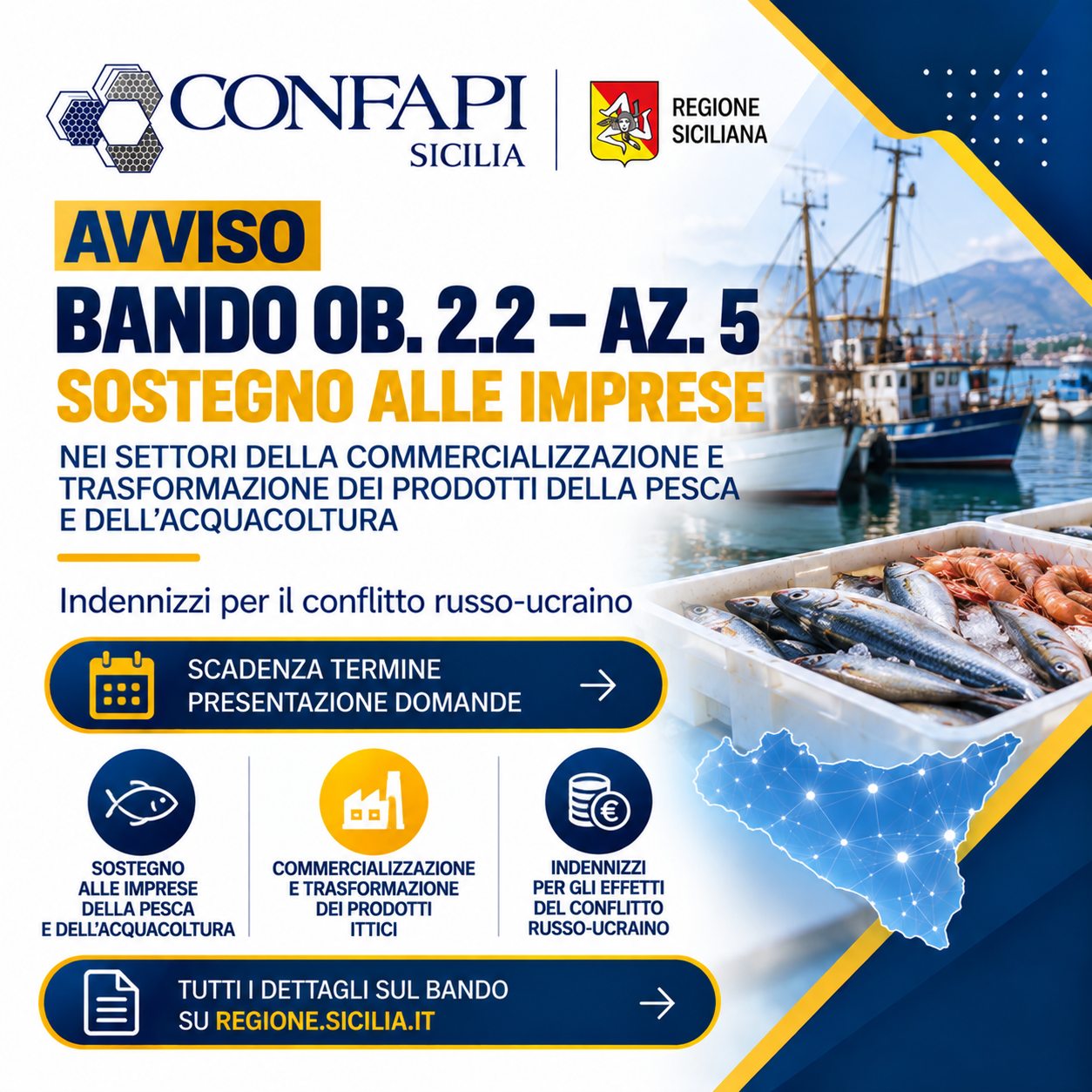 Al momento stai visualizzando Pesca e acquacoltura, avviso regionale sulla scadenza del bando per il sostegno alle imprese